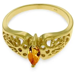 0.2 Carat 14K Solid Yellow Gold Lily Citrine Ring