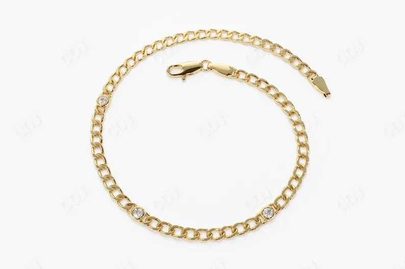 0.21 Ctw Lab Grown Diamond Cuban Link Chain Bracelet