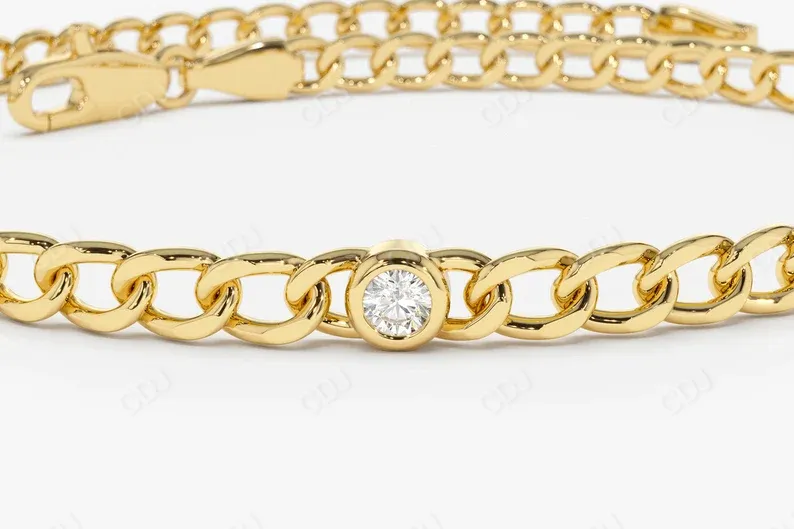 0.21 Ctw Lab Grown Diamond Cuban Link Chain Bracelet