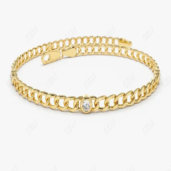 0.21 Ctw Lab Grown Diamond Cuban Link Chain Bracelet