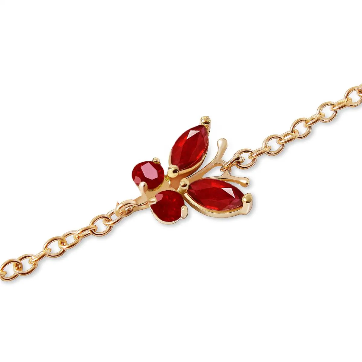 0.6 Carat 14K Solid Yellow Gold Butterfly Bracelet Ruby