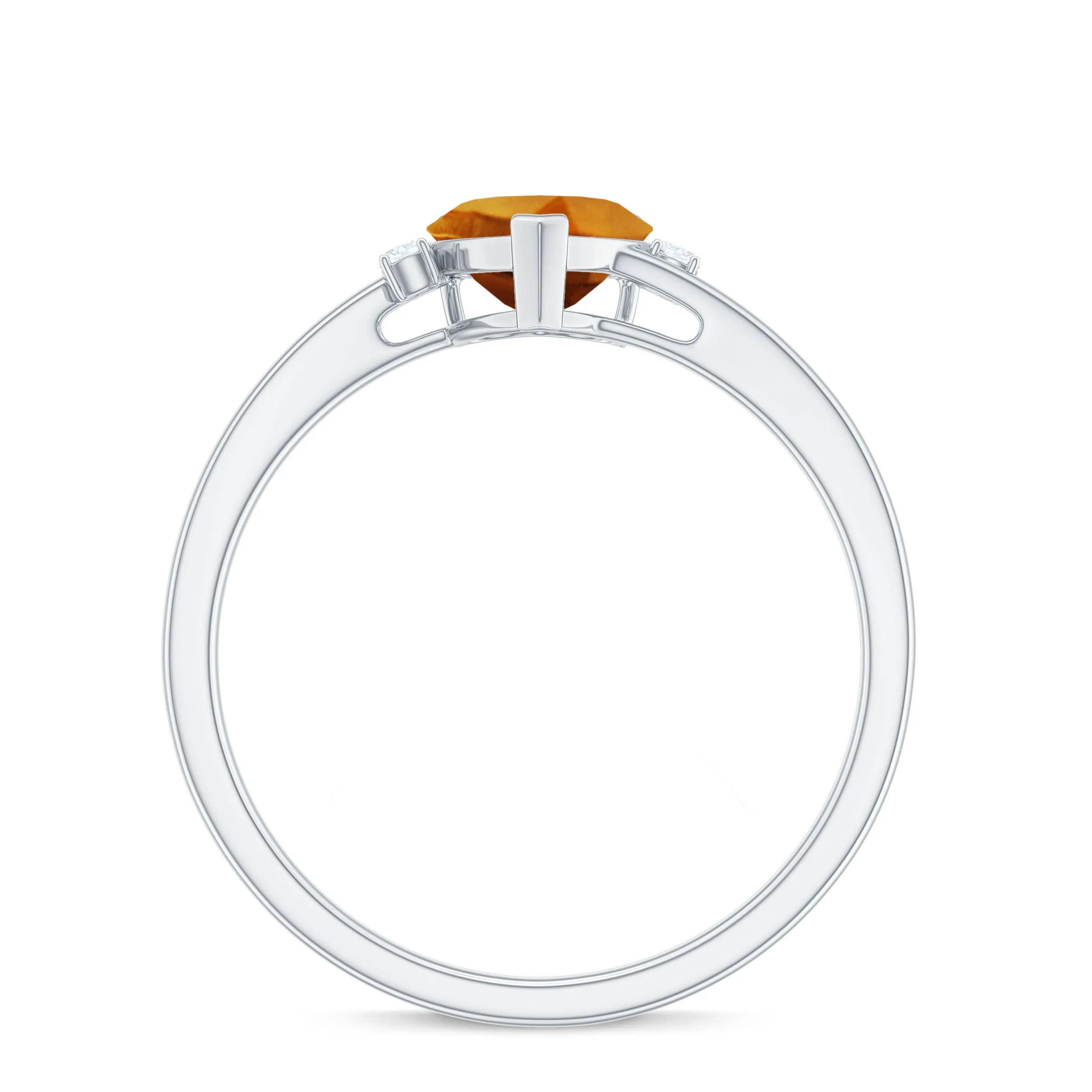 1 CT Heart Shape Citrine Solitaire Promise Ring with Diamond