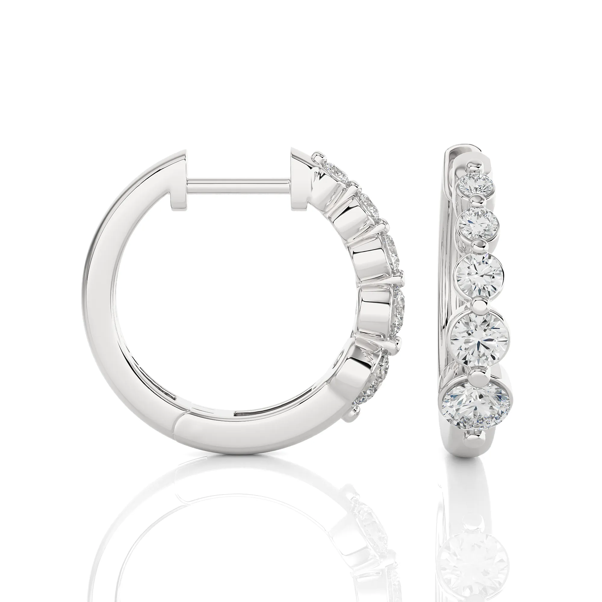 1 ctw Round Lab Grown Diamond Bezel Set Hoop Earrings