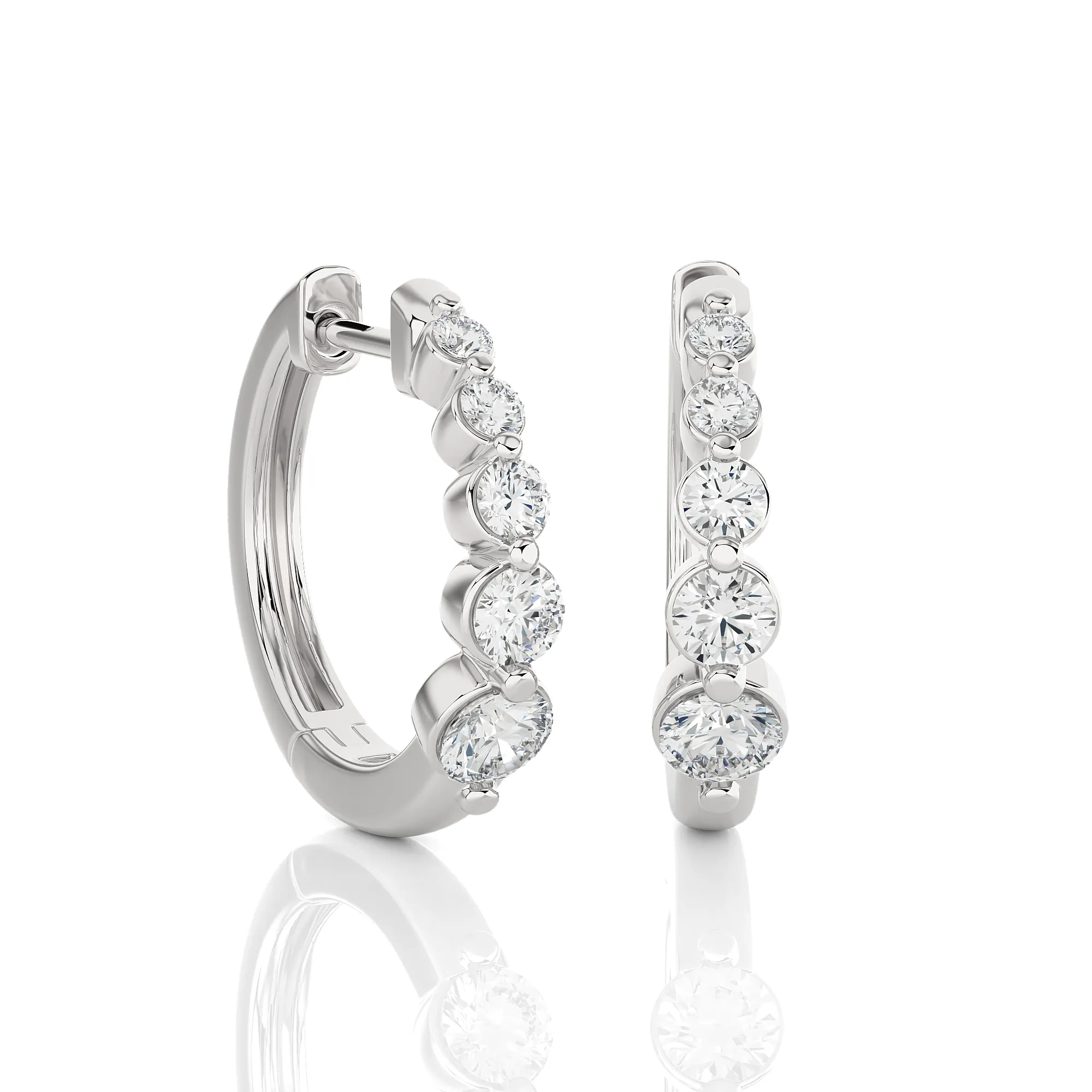 1 ctw Round Lab Grown Diamond Bezel Set Hoop Earrings