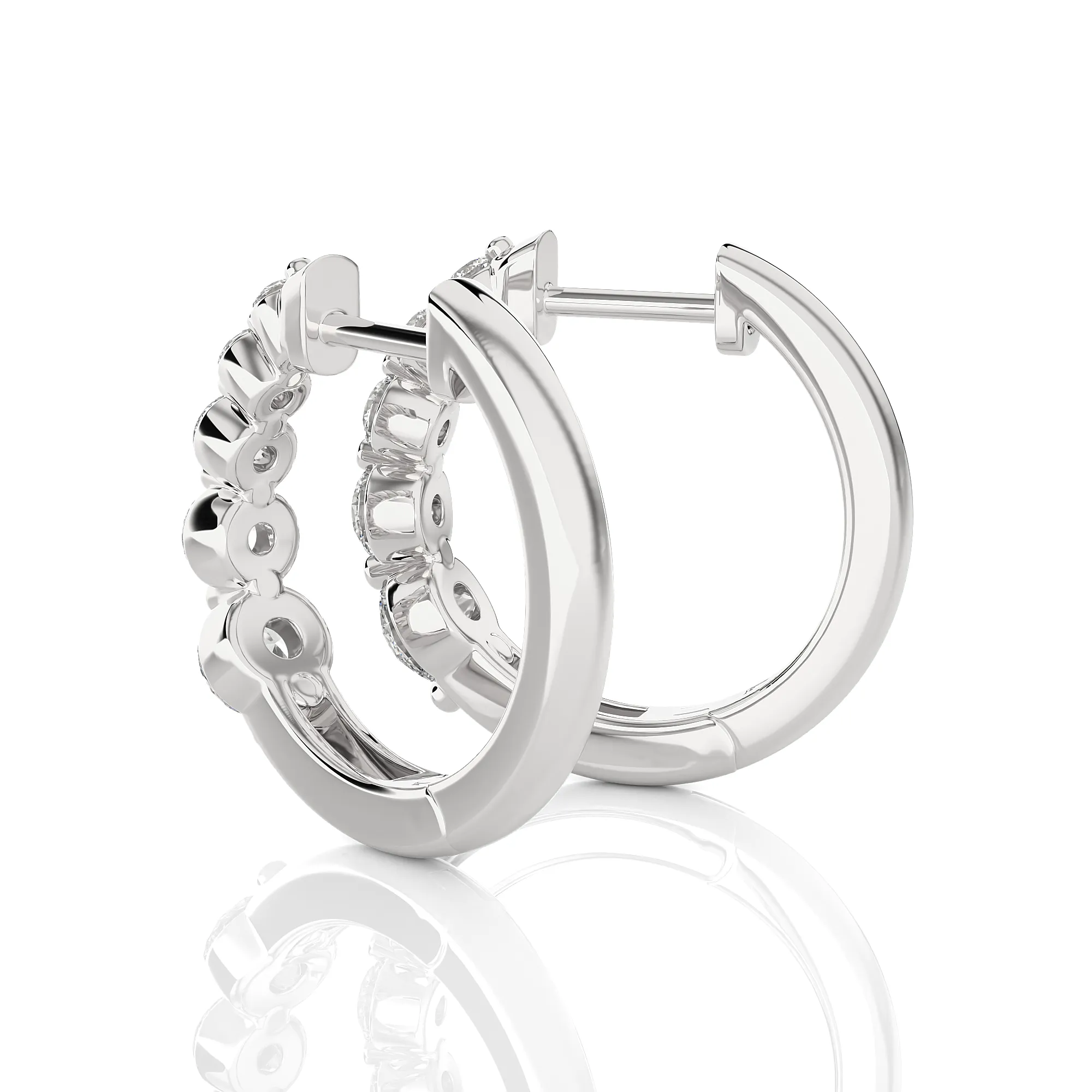 1 ctw Round Lab Grown Diamond Bezel Set Hoop Earrings