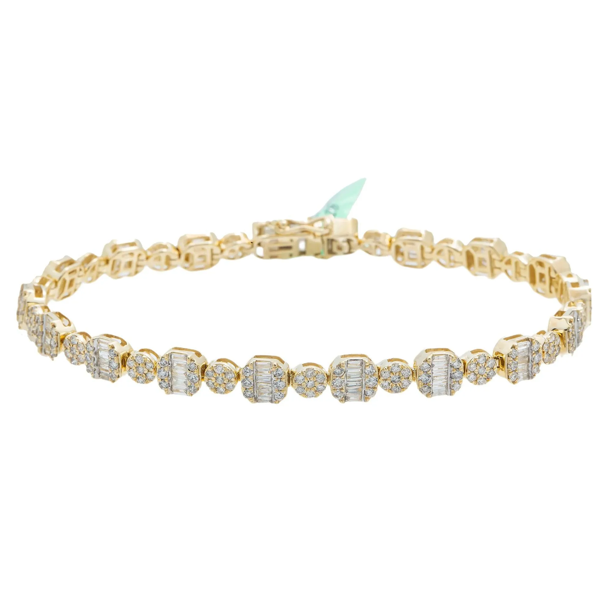 10K GOLD BAGUETTE AND ROUND DIAMONDS BRACELET 4.65 CT