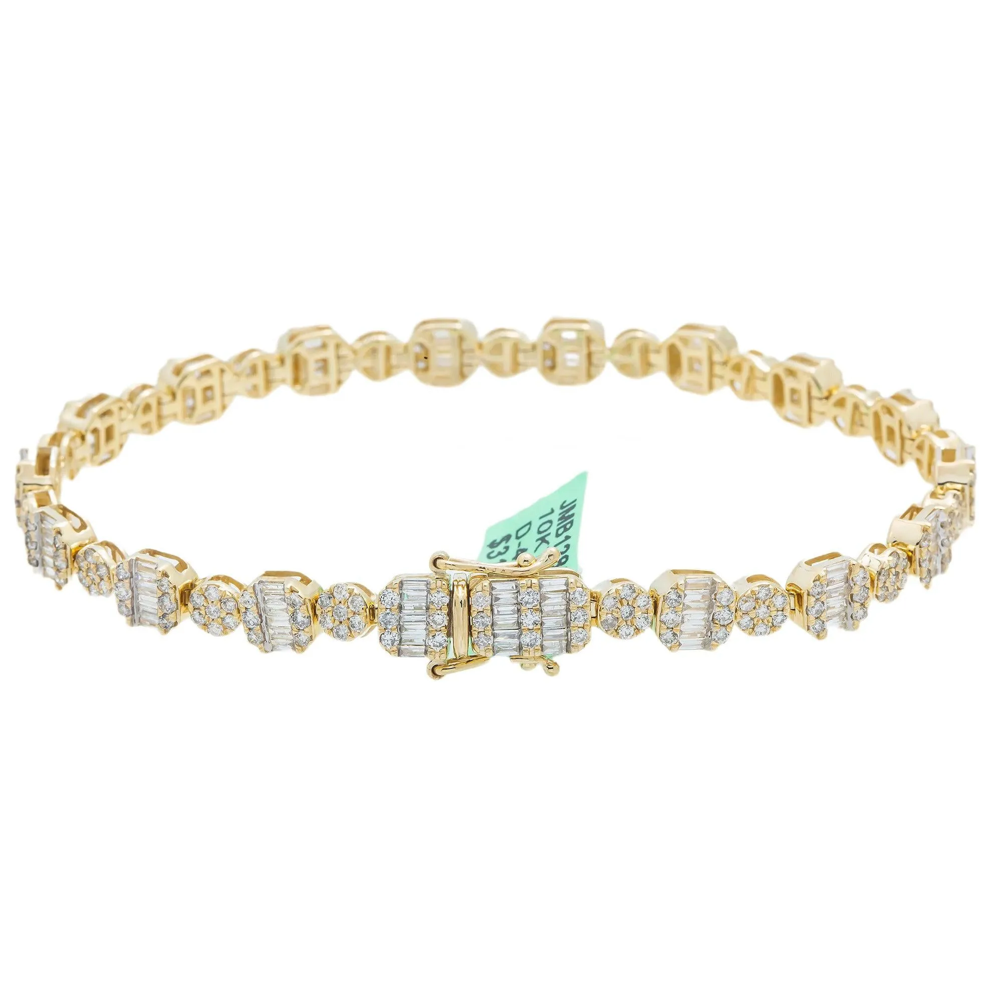 10K GOLD BAGUETTE AND ROUND DIAMONDS BRACELET 4.65 CT