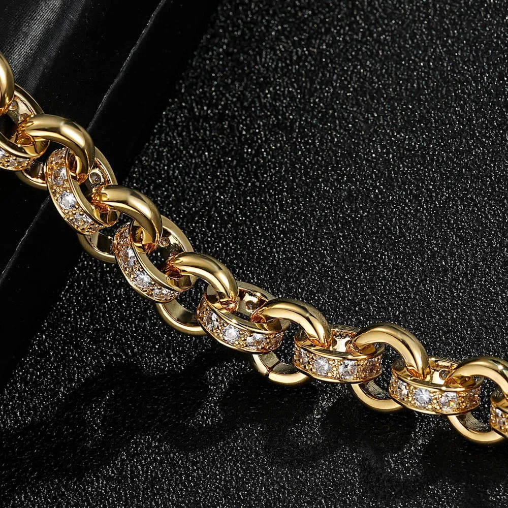 10mm Gold Filled Belcher Bracelet Albert Clasp 8/9 Inch