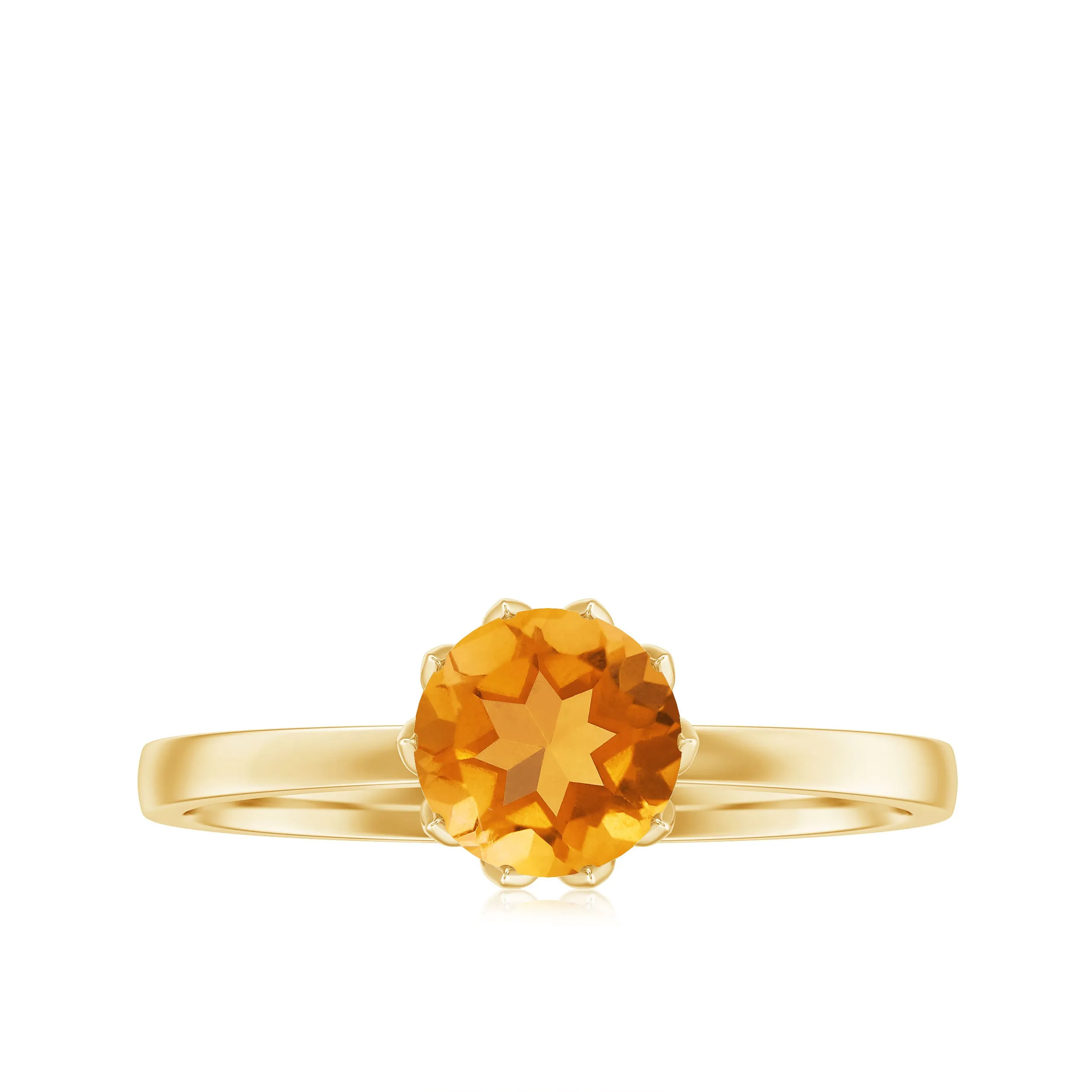 1.25 CT Real Citrine Solitaire Ring in Lotus Basket Setting