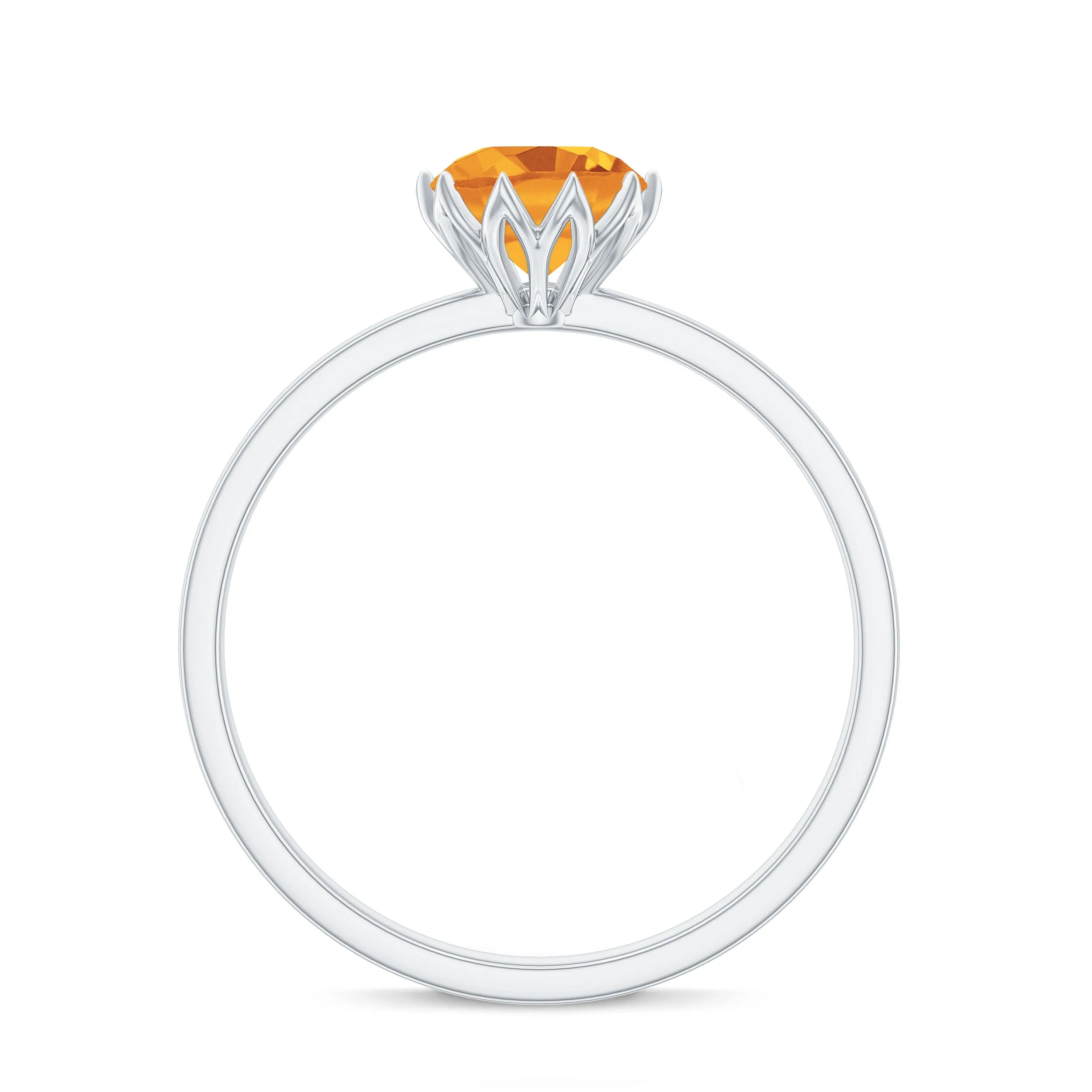 1.25 CT Real Citrine Solitaire Ring in Lotus Basket Setting