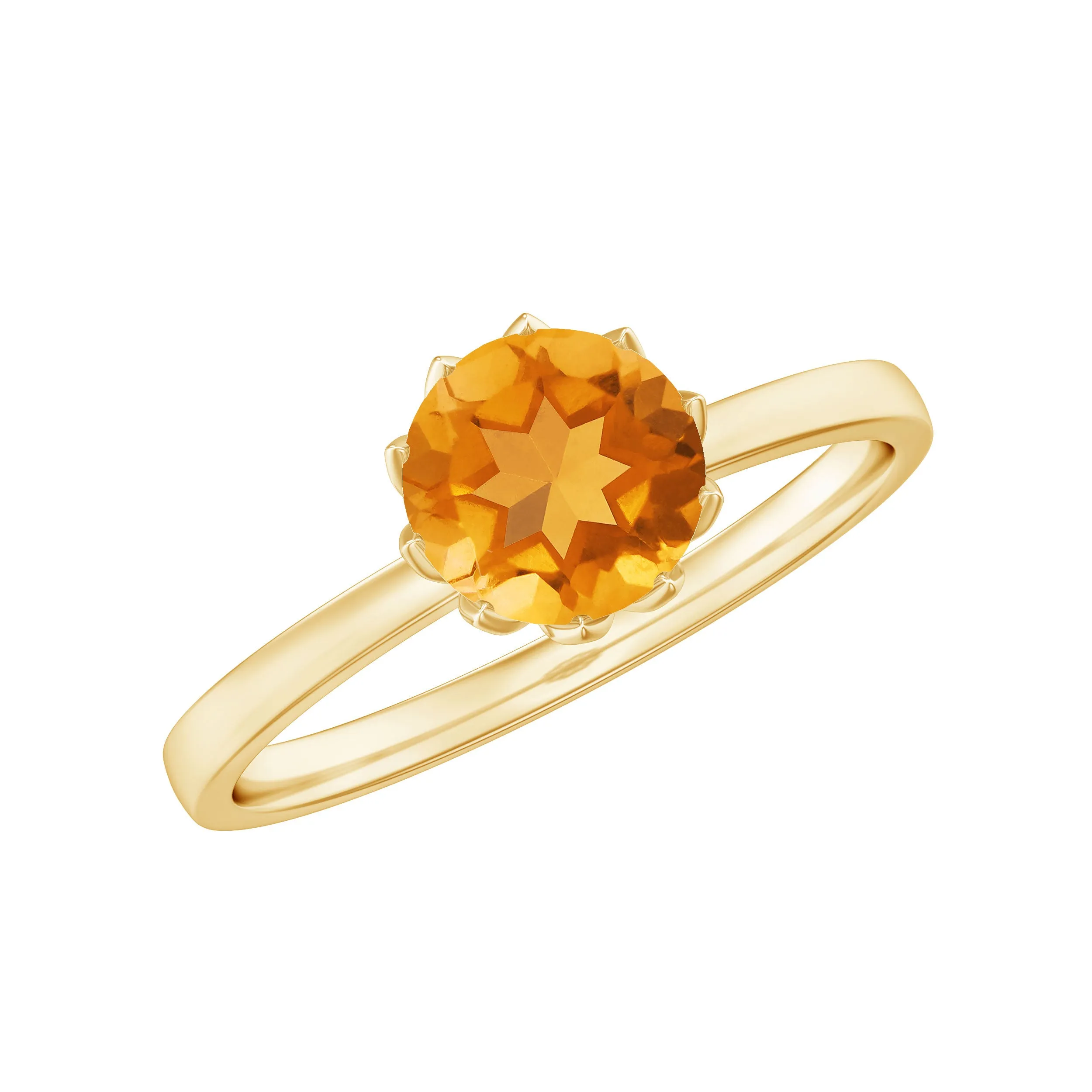 1.25 CT Real Citrine Solitaire Ring in Lotus Basket Setting