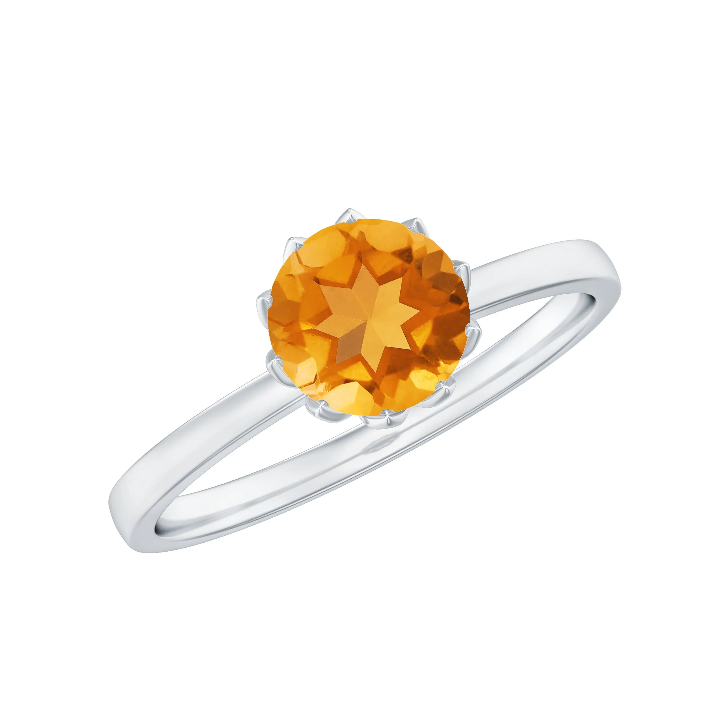 1.25 CT Real Citrine Solitaire Ring in Lotus Basket Setting