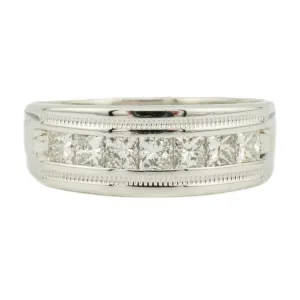 1.25ctw Gent's Diamond Accented Wedding Band in 14K White Gold - Size 10.25