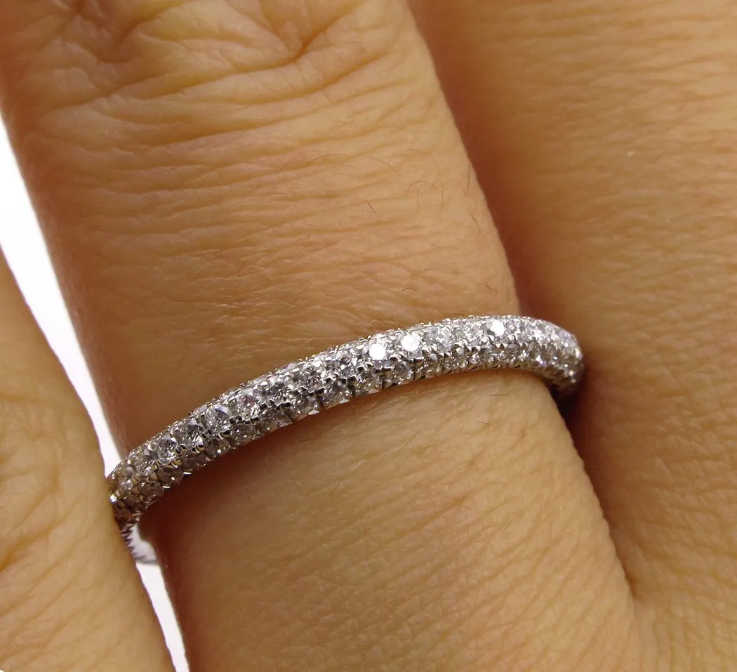 1.30ct Platinum 3 Row Pave Diamond Full Eternity WEDDING ANNIVERSARY Band Ring