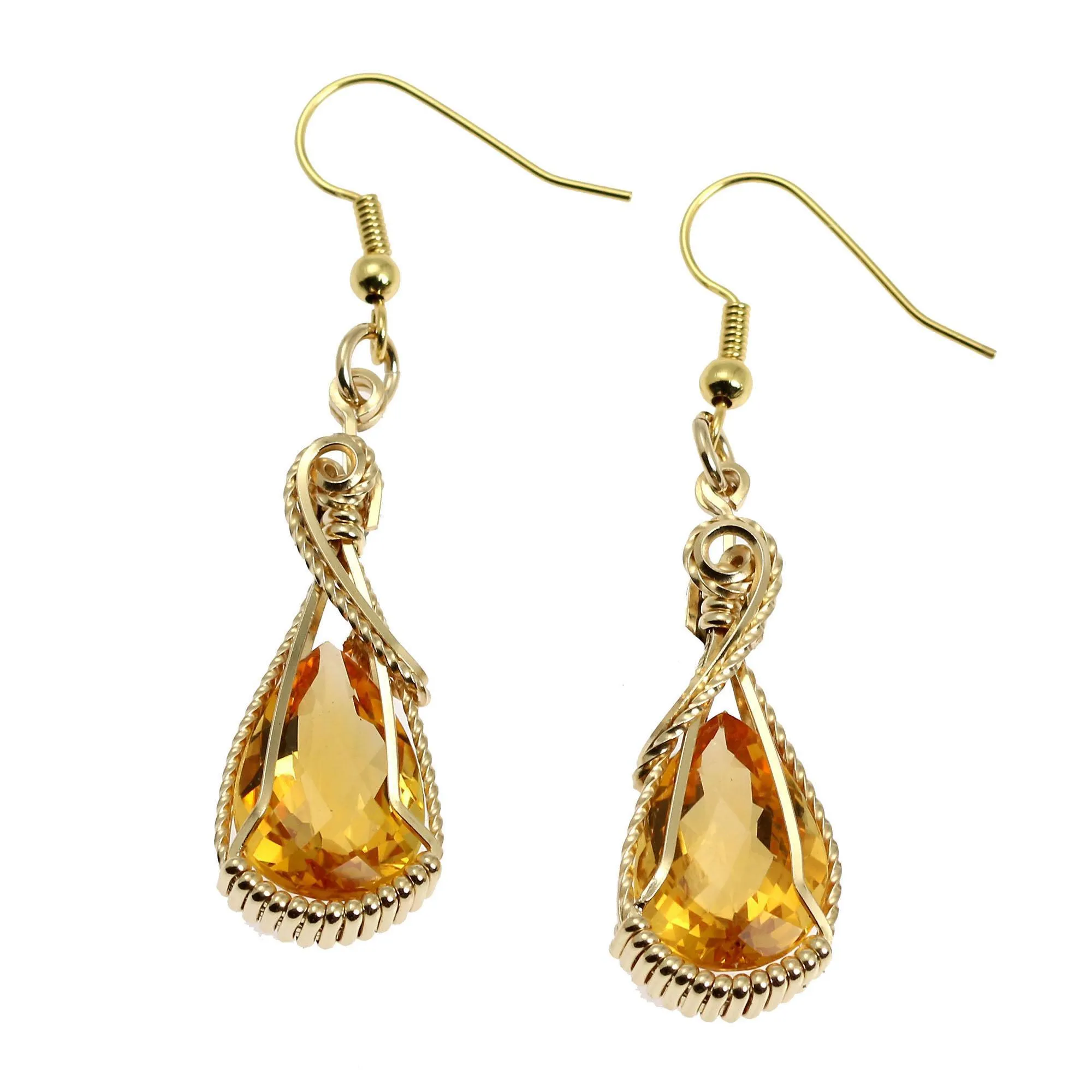 13.5 CT Checkboard Cut Citrine 14K Gold-filled Earrings