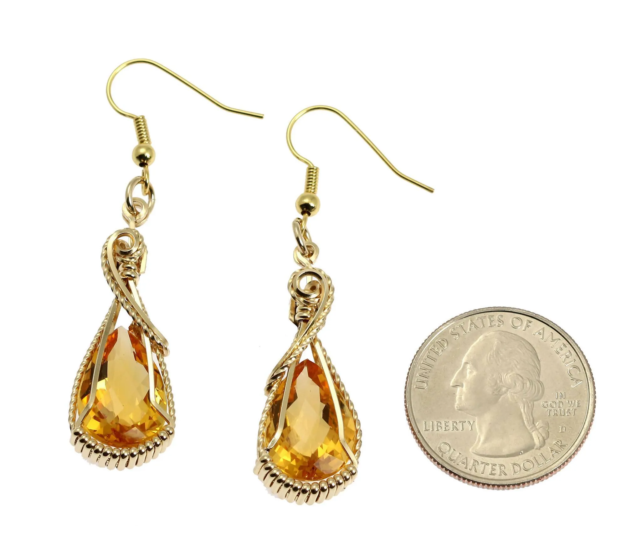 13.5 CT Checkboard Cut Citrine 14K Gold-filled Earrings