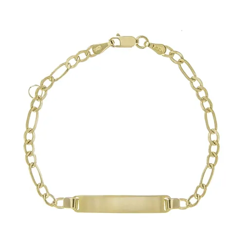 14K Babies Children's ID Bracelet   Figaro Chain 6 inch