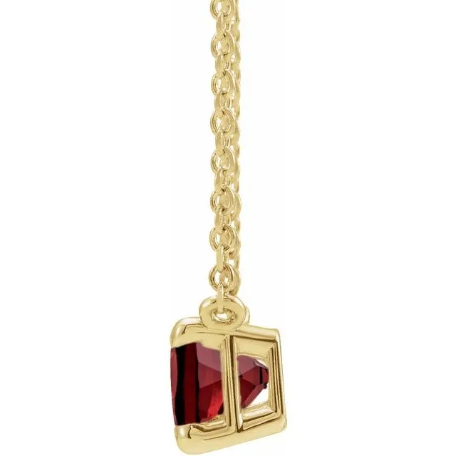 14K Gold Emerald Cut Gemstone 18" Necklaces