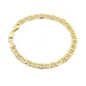 14k Gold Matt Finish Mariner Link Bracelet