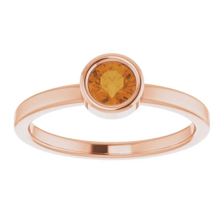 14K Rose 4.5 mm Natural Citrine Ring