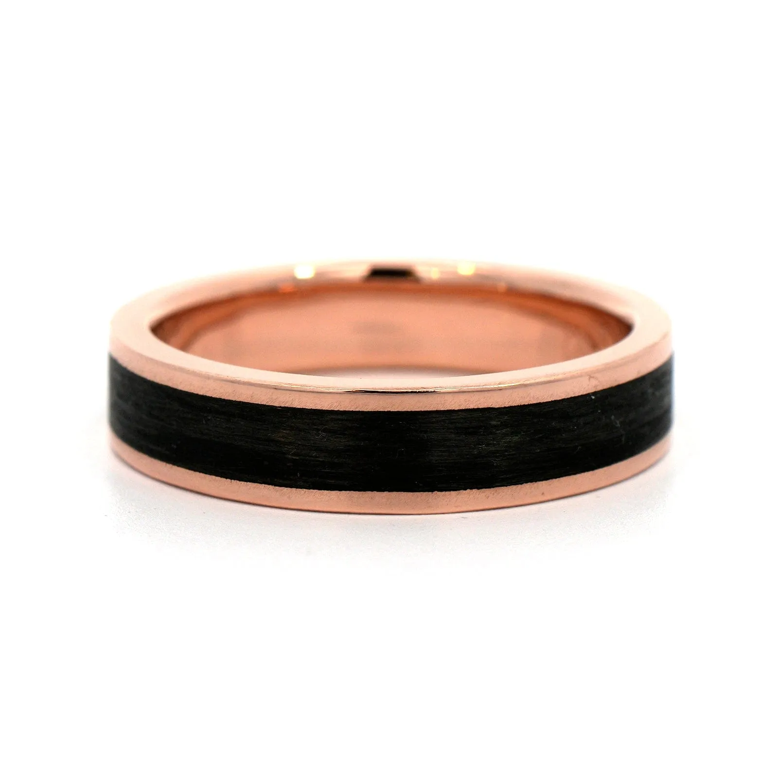 14K Rose Gold 5mm Comfort Fit Carbon Fiber Wedding Band