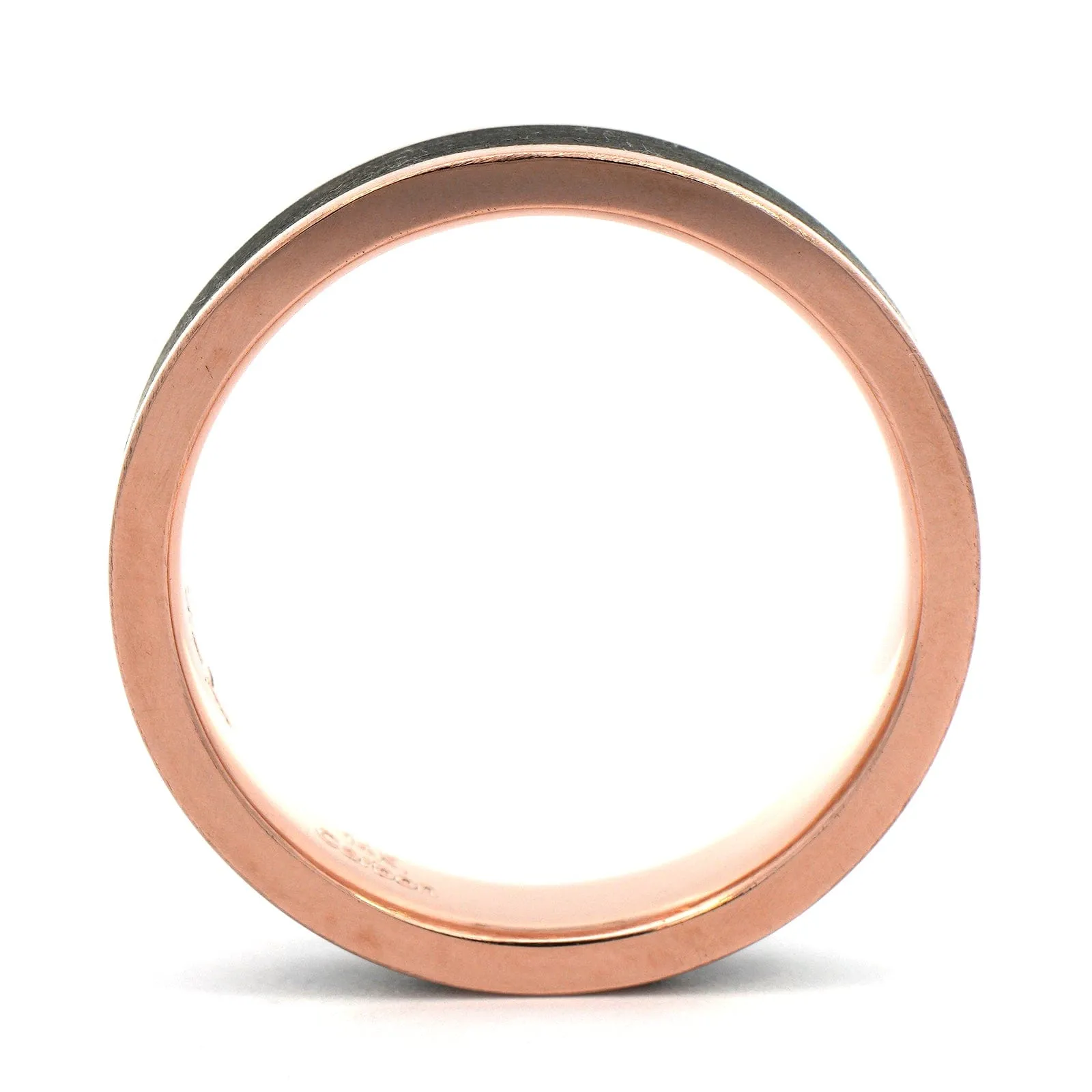 14K Rose Gold 5mm Comfort Fit Carbon Fiber Wedding Band