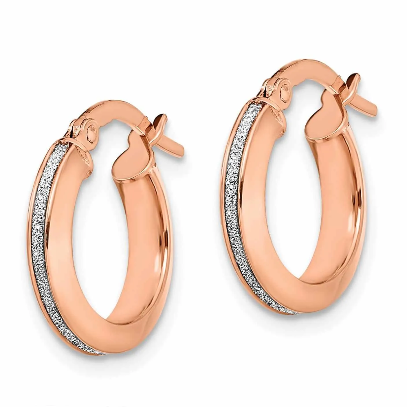 14k Rose Gold Glimmer Infused Hoop Earrings