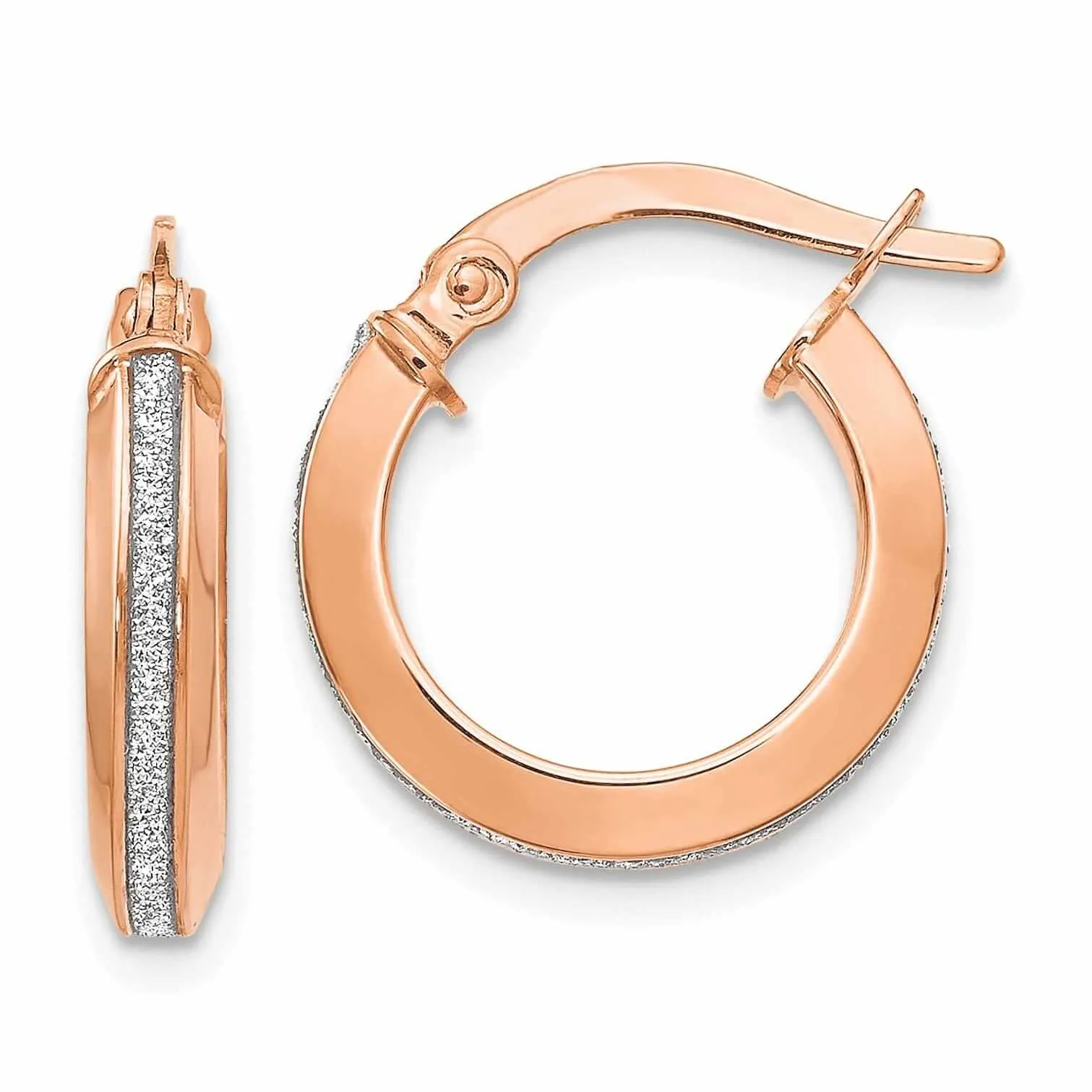 14k Rose Gold Glimmer Infused Hoop Earrings