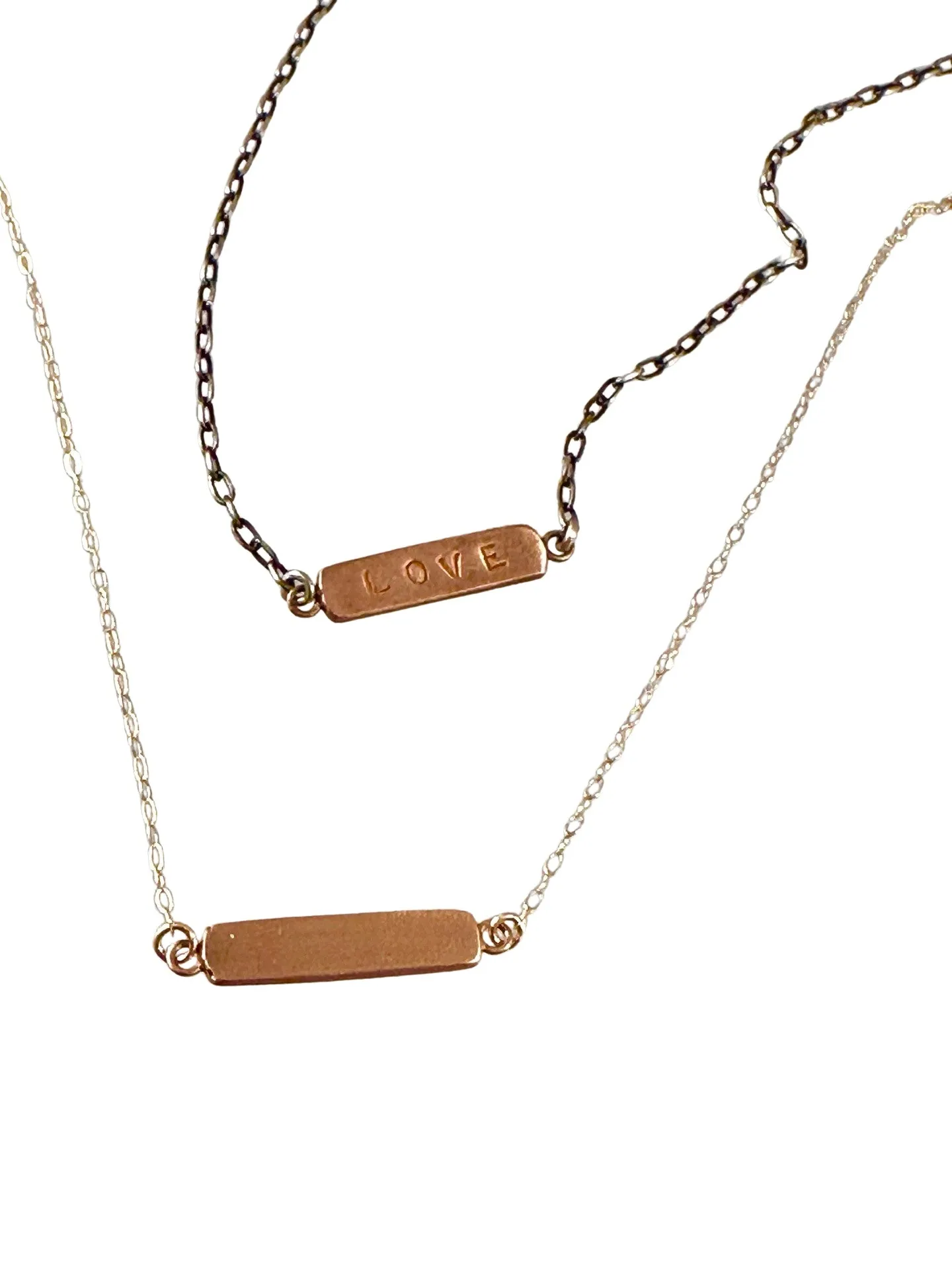 14k Rose Gold Love ID Bracelet on Sterling Chain