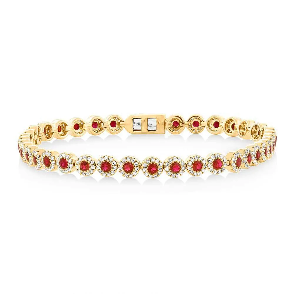 14K Rose Gold Ruby and Diamond Tennis Bracelet