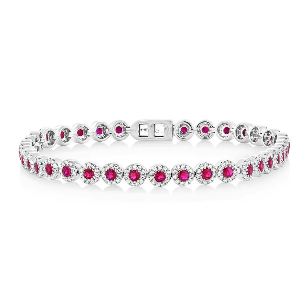 14K Rose Gold Ruby and Diamond Tennis Bracelet