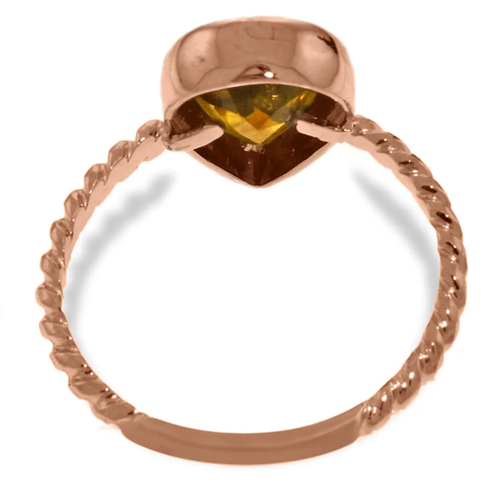 14K Solid Rose Gold Rings w/ Natural Pear Shape Citrine