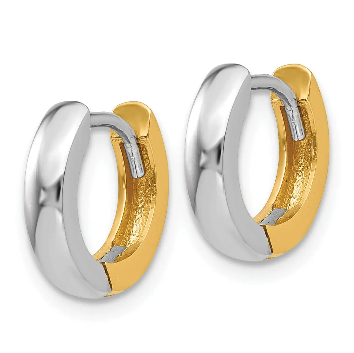 14k Two-tone Small Polished Hoop Earrings