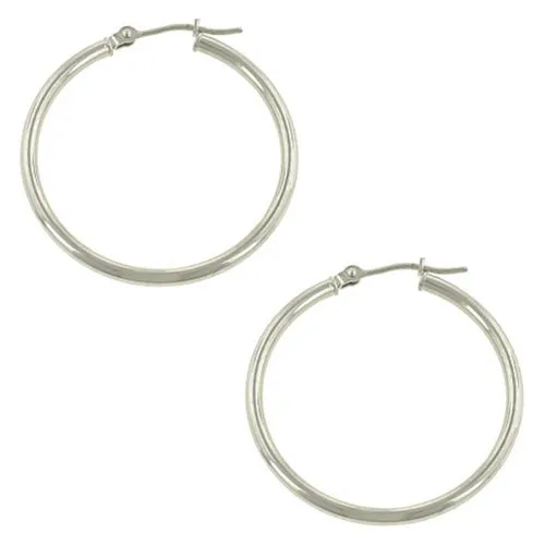 14k White Gold 30mm Hoop Earrings