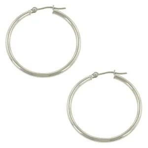 14k White Gold 30mm Hoop Earrings