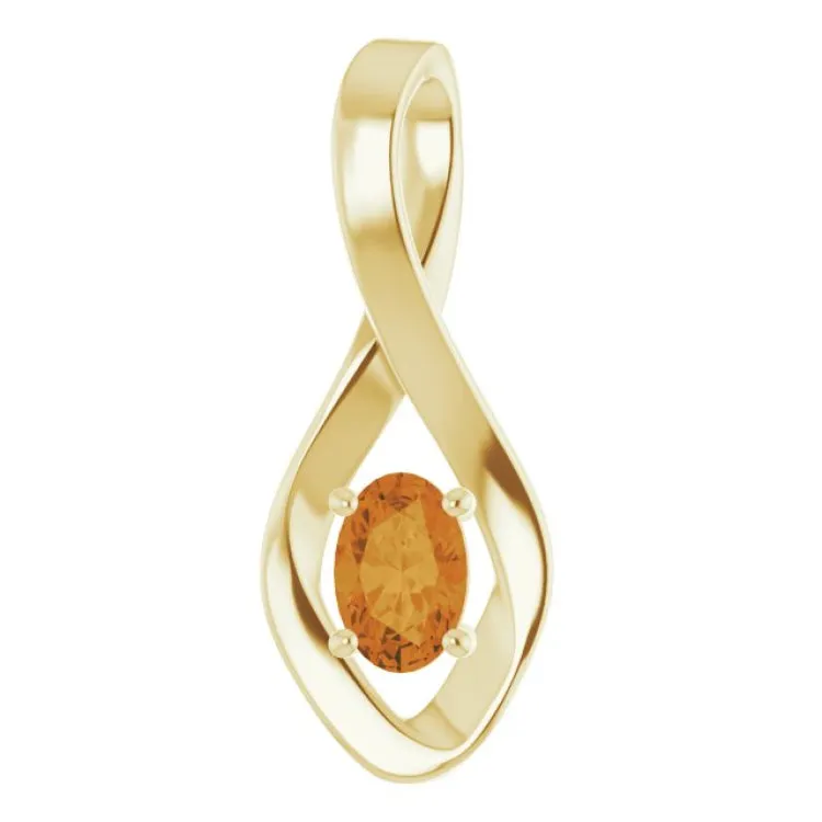 14K Yellow 6x4 mm Oval Natural Citrine Pendant