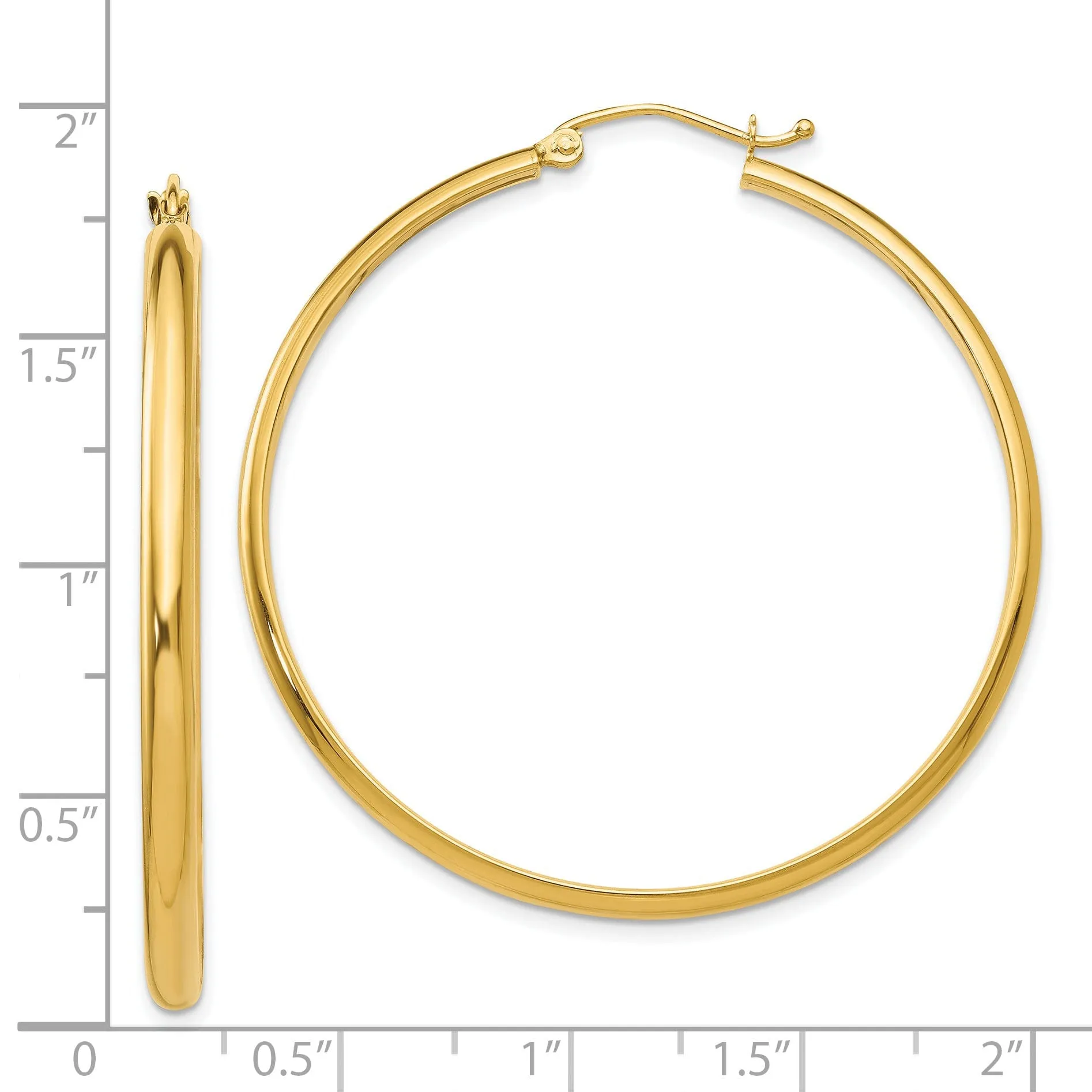 14k Yellow Gold 2.75 x 45MM Hoop Earrings