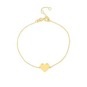 14K Yellow Gold Engravable Mini Heart Bracelet