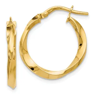 14k Yellow Gold Polished Twisted Hoop Earrings