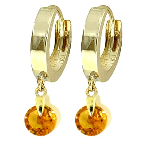 1.6 Carat 14K Solid White Gold Hoop Earrings Natural Citrine