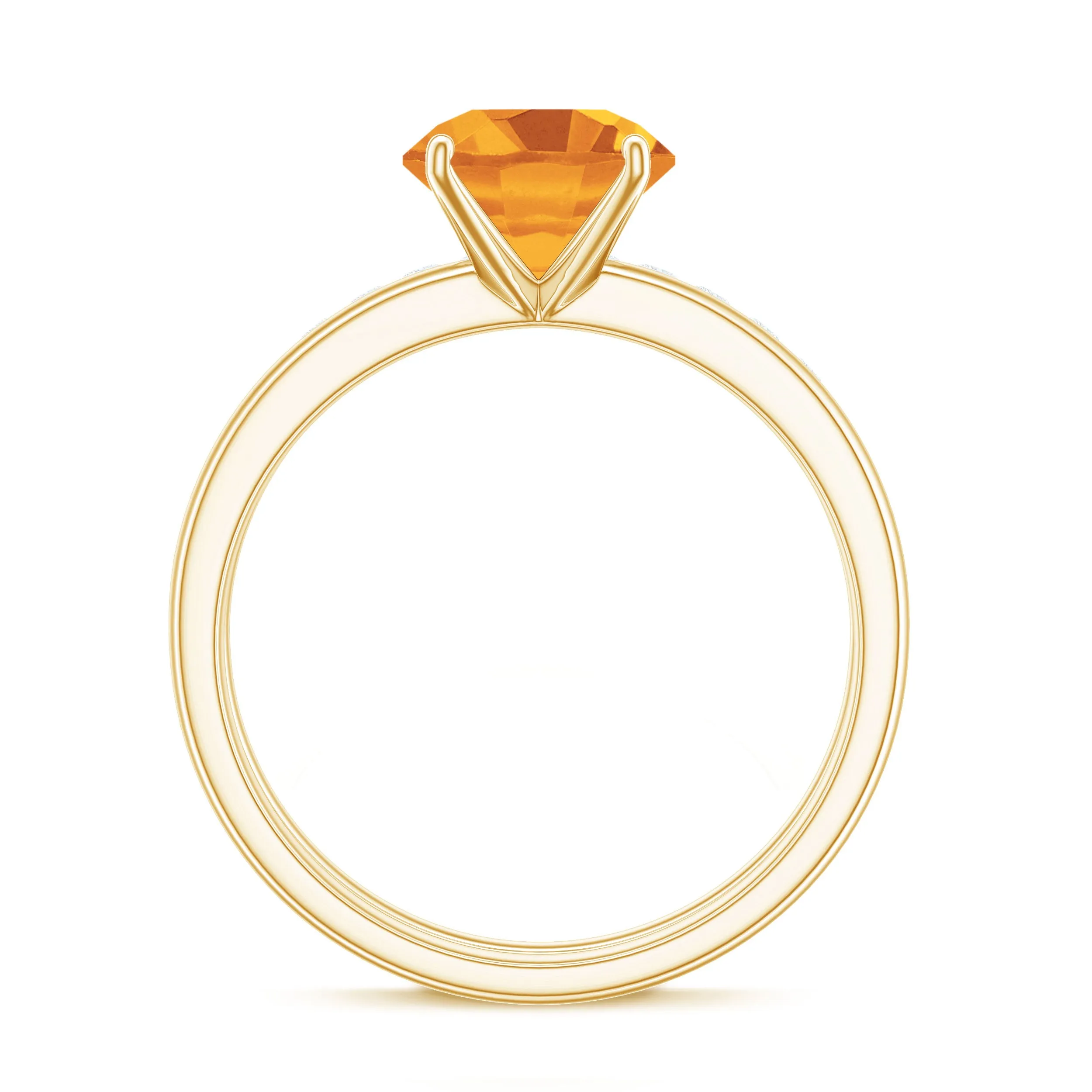 1.75 CT Round Citrine Solitaire and Moissanite Ring Set