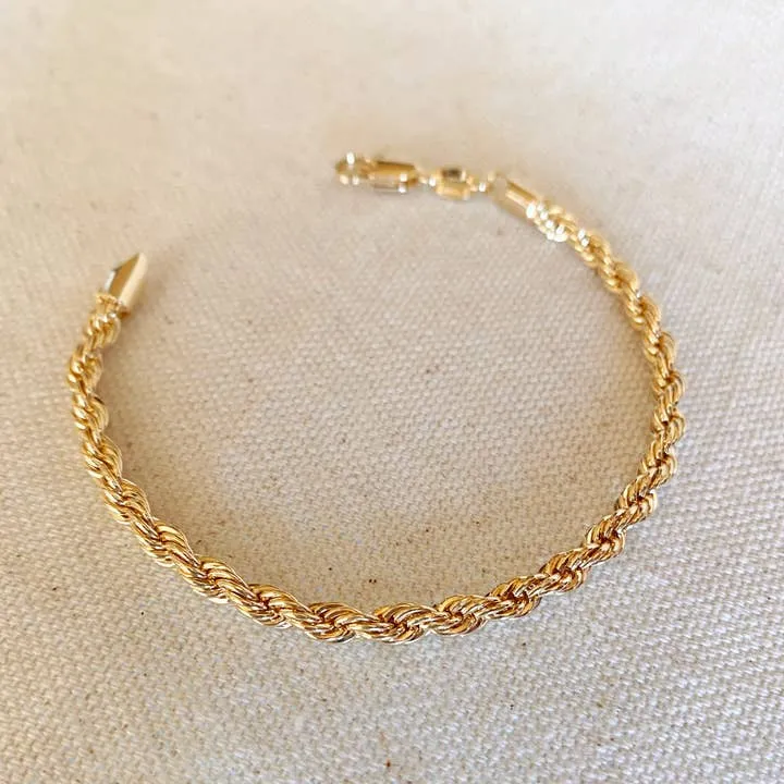 18k Gold Filled 4mm Rope Bracelet