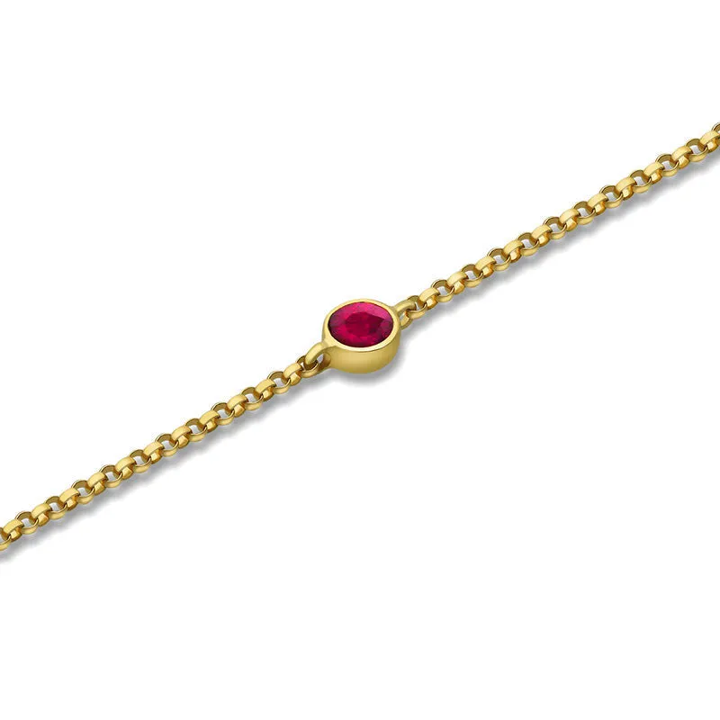 18k Gold July Birthstone Ruby Bracelet