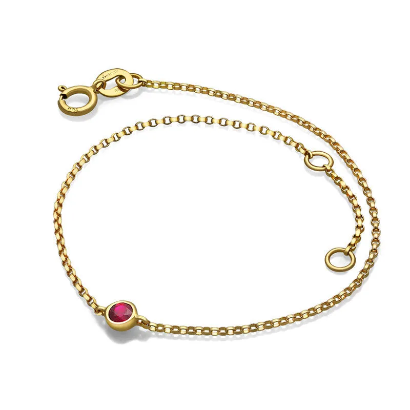 18k Gold July Birthstone Ruby Bracelet