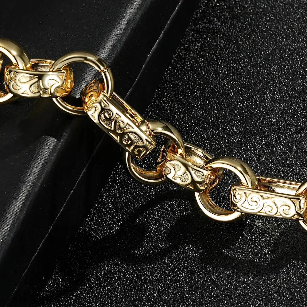 18mm Gold Filled Gypsy Link Belcher Bracelet With Albert Clasp 8/9 Inch