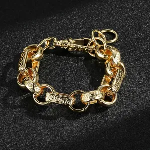 18mm Gold Filled Gypsy Link Belcher Bracelet With Albert Clasp 8/9 Inch