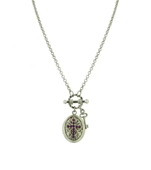 1928 Jewelry Birthstone Cross Locket Necklace 24"