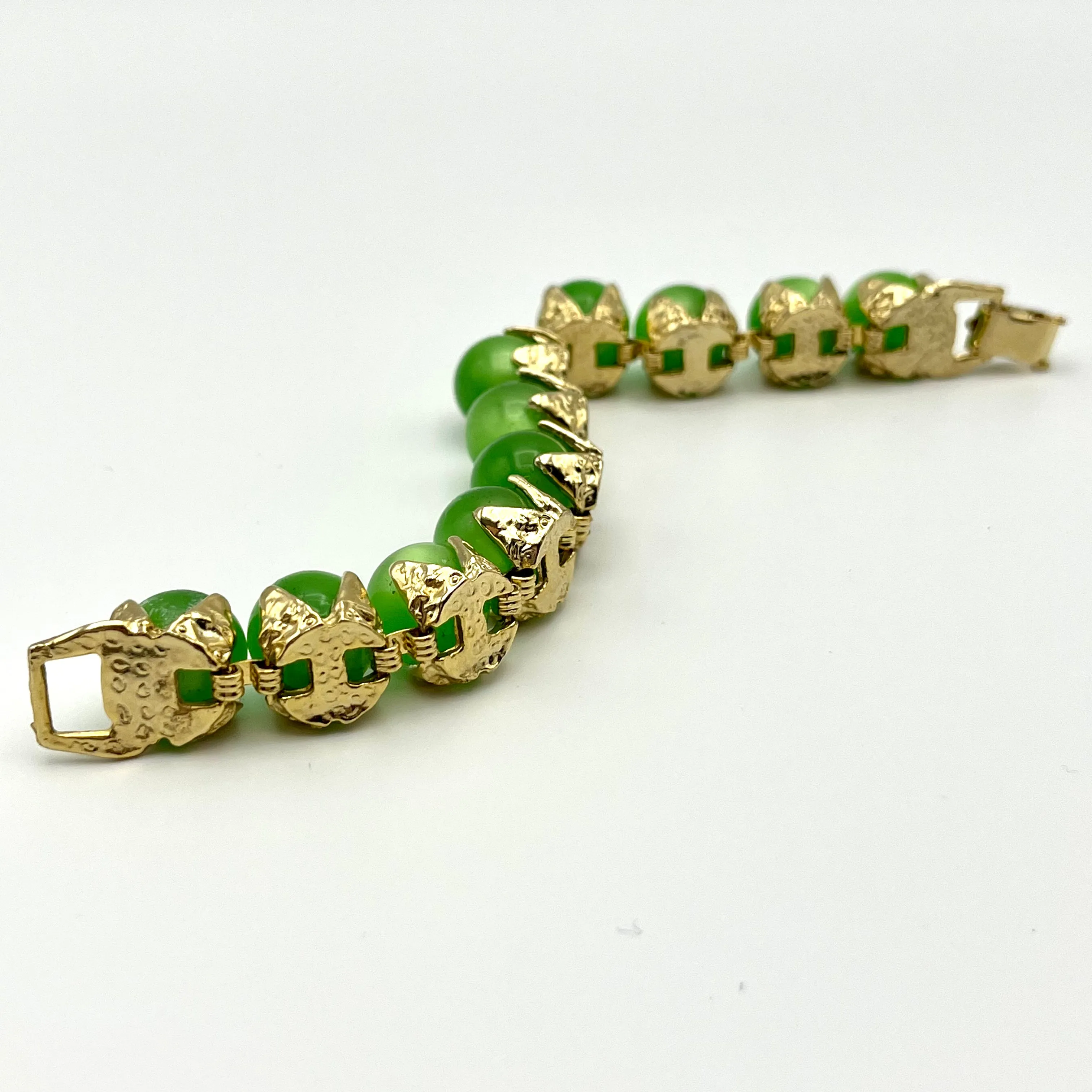 1960s Green Moonglow Bead Bracelet