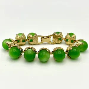 1960s Green Moonglow Bead Bracelet