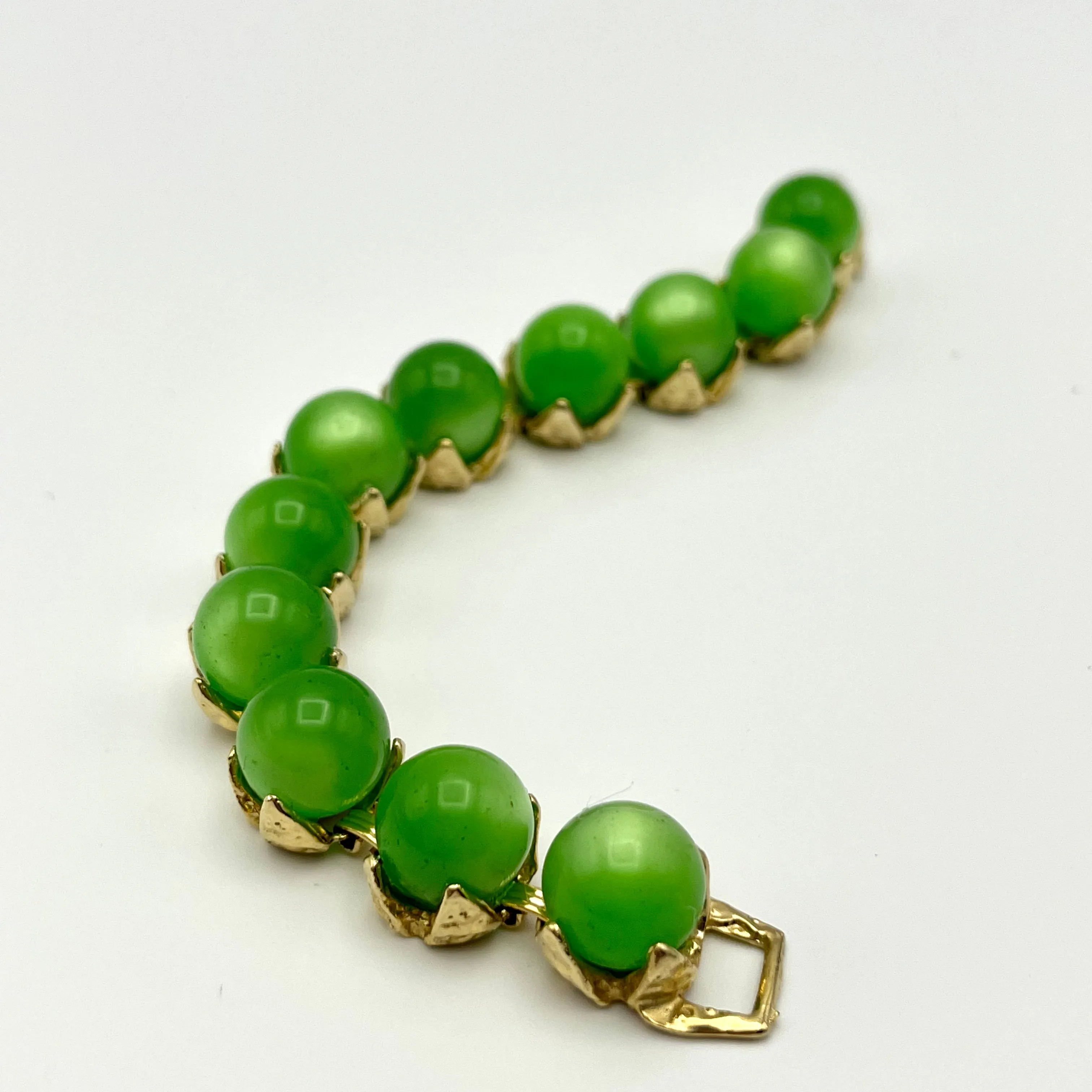 1960s Green Moonglow Bead Bracelet